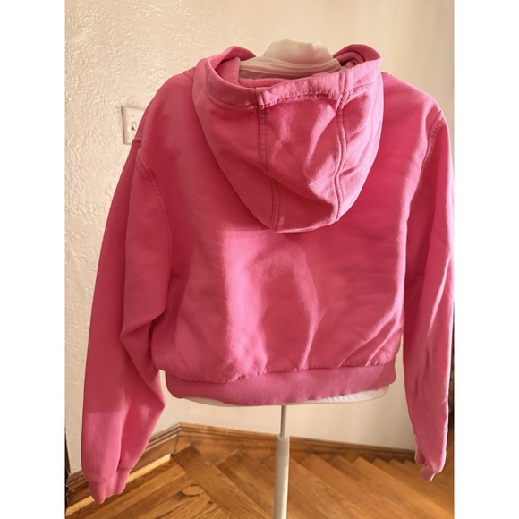 Nike Girls Pink Cropped Fleece Hoodie Size XL - Picture 2 of 3